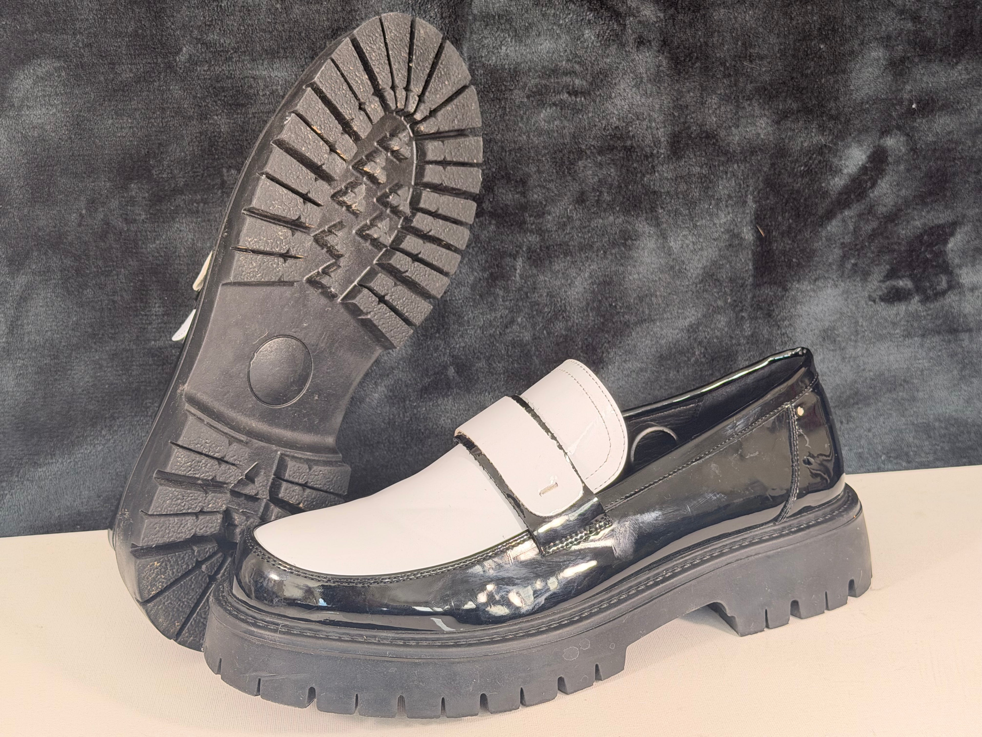 British Mens Leather Loafers Slip on Platform Business Round Toe Dress Shoes *used*