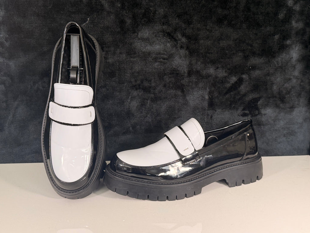 British Mens Leather Loafers Slip on Platform Business Round Toe Dress Shoes *used*