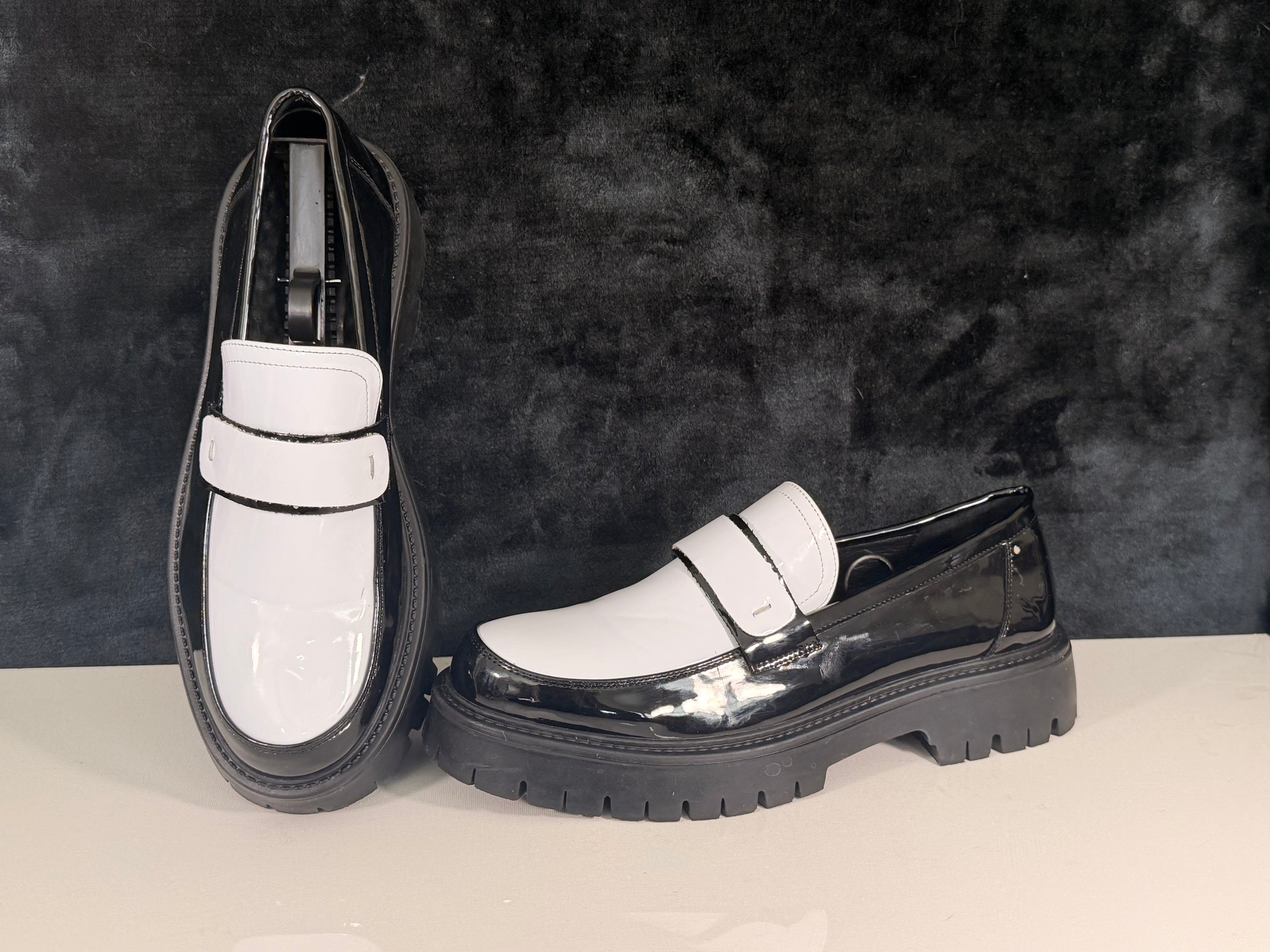 British Mens Leather Loafers Slip on Platform Business Round Toe Dress Shoes *used*